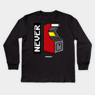 Never Forget Arcade Retro Vintage 60s 70s 80s 90s Kids Long Sleeve T-Shirt